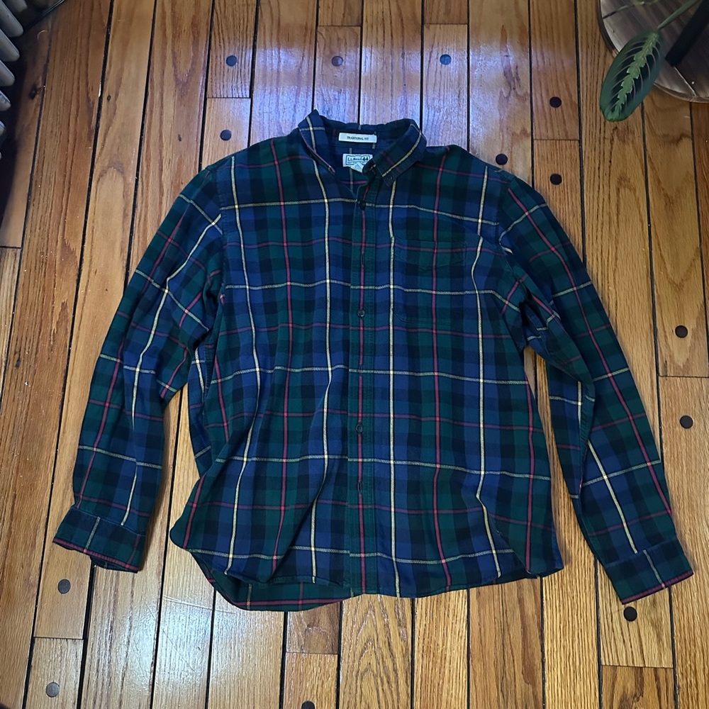 L.L. Bean Traditional Fit Plaid Shirt - Green, Blue, Red